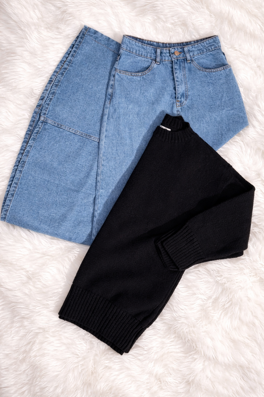 Ensemble Jupe Jeans et Sweater Oversized